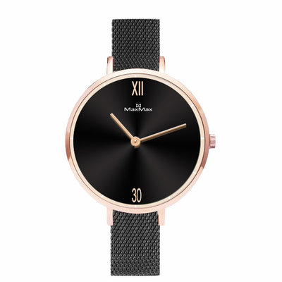 ∥ 國王時計 ∥ MAX MAX MAS7032-6 玫瑰金黑面時尚腕錶