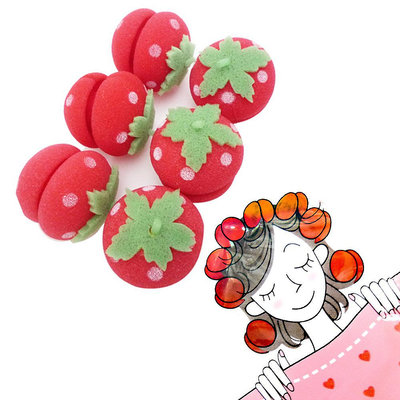 日本神奇草莓海綿捲髮球睡眠捲髮球(6入) A081