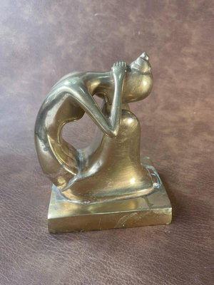 【二手】歐洲銅雕 人物 銅雕塑 美女 藝術 銅藝術品 藝術展覽 擺件 銅器 擺件 老貨 【華品天下】-525