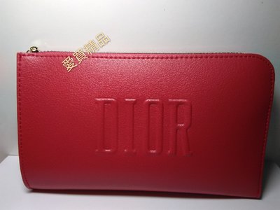 愛買精品~Dior迪奧桃紅色長形(零錢)化妝包