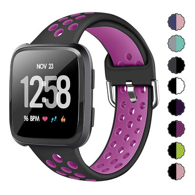 適用Fitbit Versa手表 Versa Lite versa2雙色硅膠透氣表扣式表帶