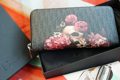 【COCO 精品專賣】Dior 2VDBC011XLV zipped wallet 骷髏頭拉鍊長夾 黑灰 現貨