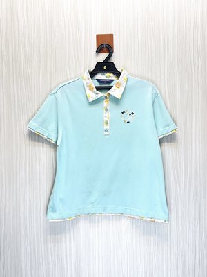 Munsingwear 企鵝 日本製 水藍小Logo緹花造型Polo衫(小瑕疵福利品)