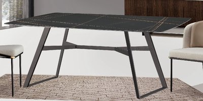 【N D Furniture】台南在地家具-烤漆黑腳架岩板桌板180cm岩板餐桌GH