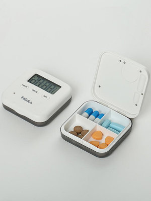 日本進口MUJIE定時藥盒智能吃藥提醒器便攜電子老人分裝隨身小號