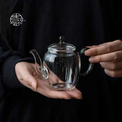 現貨 日式玻璃小泡壺手工設計感茶壺高端功夫茶具家用耐熱高顏值泡茶器玻璃側把壺-可開發票