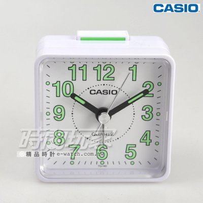 CASIO卡西歐 簡約雙色小巧鬧鐘 BEEP電子音鬧鈴 連續秒針 TQ-140白【時間玩家】