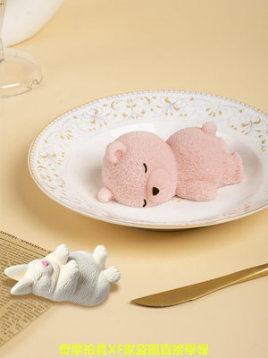 網紅趴趴熊硅膠模具3D卡通沙皮狗睡熊可愛兔子冰淇淋慕斯蛋糕磨具
