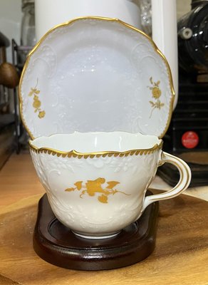 Meissen 杯盤組 二刻 金邊 咖啡杯