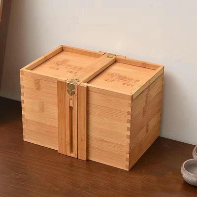 中式手提月餅禮盒雙層木制高檔食盒中秋禮品創意包裝木盒可定 制
