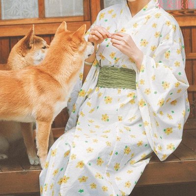 山鳥和色日式和風湯泉改良浴袍居家和服攝影旅拍神明少女  小黃花