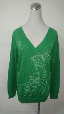 pacino wan 綠色巧手繡花經典款上衣/羊毛衣(A12)