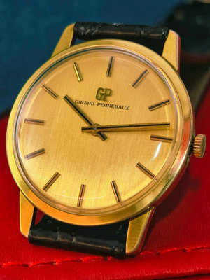 十大名錶瑞士GP芝柏18k古董包金手卷機械錶，約產自60-7