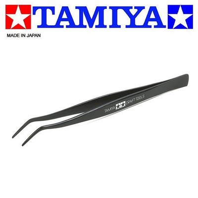 【模型屋】TAMIYA CRAFT TOOLS 田宮 模型工具專用 日製 74003 黑色高級直型鑷子 夾子