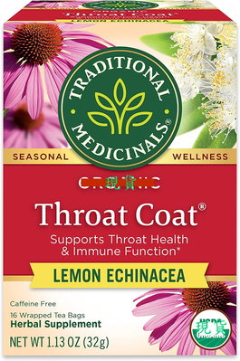 Traditional Medicinals Throat Coat潤喉茶+紫錐花+檸檬葉1盒裝#依規定不能標示有機