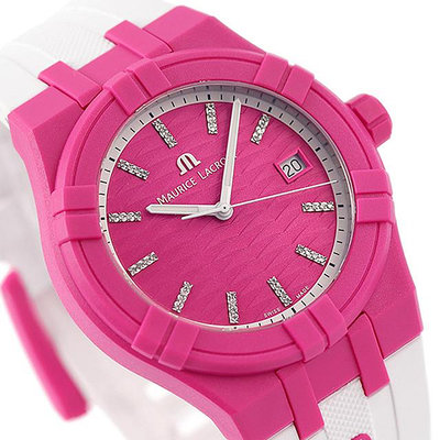 MAURICE LACROIX AI2008-FFFF1-3A0-0 艾美錶 石英錶 40mm AIKON 粉紅色面盤 橡膠錶帶