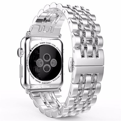 蘋果手錶錶帶Apple watch 7代41mm 45mm不銹鋼鏈式表帶 iWatch5/6/7代手錶七珠通用錶帶