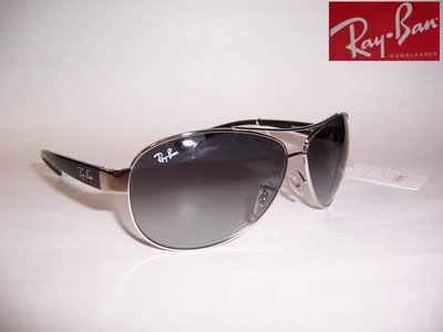 光寶眼鏡城(台南) Ray-Ban 大款飛行款片寬67mm,太陽眼鏡*銀款灰漸層*RB3386/003-8G旭日公司貨