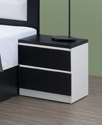 【生活家傢俱】HJS-455-4A：系統二抽床頭櫃-酷黑色【台中家具】床邊櫃 置物櫃 抽屜 低甲醛E1系統板 系統家具