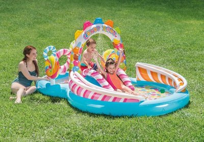 現貨 原裝正品INTEX糖果滑梯充氣游泳池戲水池兒童沙池海洋球池57149~特價