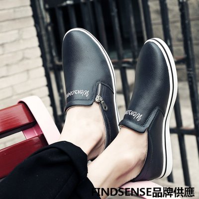 FINDSENSE品牌 四季款 新款 日本 男 高品質 簡約 真皮 休閒 一腳蹬 舒適透氣 樂福鞋 輕便小皮鞋 潮流鞋子