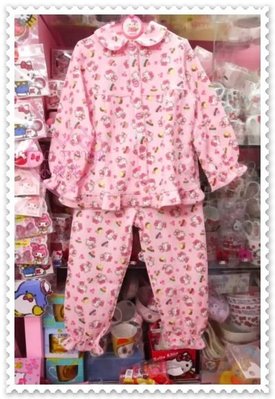 小花花日本精品♥ Hello Kitty 愛心甜點兒童保暖睡衣褲居家服套裝好舒適鬆緊腰襠120cm