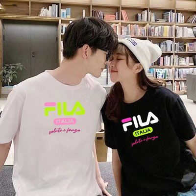 新品 FILA 斐樂短袖 情侶短袖 短T 時尚百搭彩色字母logo印花 半袖衫 跑步打底衫寬鬆休閑運動T恤 359480