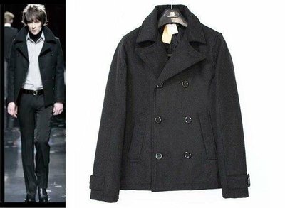 日本品牌SIX STAR 頂級窄版混羊毛鋪綿雙排扣短大衣