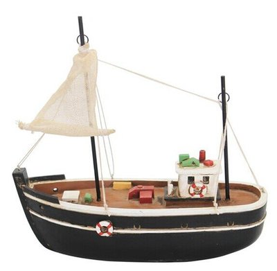 現貨熱銷-美式法式鄉村田園帆船樹脂擺件擺飾工藝 品面裝飾品船模型