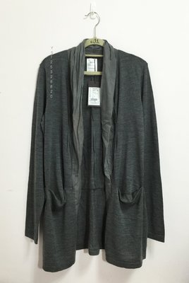 全新附吊牌 義大利品牌 TRUSSARDI 灰色羊毛針織長外套size:M $9900