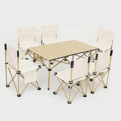 戶外休閒便攜式折疊桌椅 超大尺寸 折疊椅 折疊桌 戶外營可折疊收納蛋卷桌子 椅子-來可家居