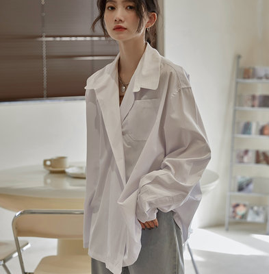 ＳｅｙｅＳ 　早秋！NYLON古著時尚韓系時髦寬鬆設計感白襯衫