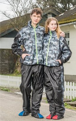 天龍牌 迷彩運動風雨衣 二件式 風衣型 雨衣 衣褲型 雨衣