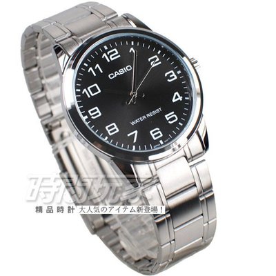 CASIO卡西歐 MTP-V001D-1 簡約數字 指針男錶 不銹鋼 黑色 MTP-V001D-1BUDF【時間玩家】