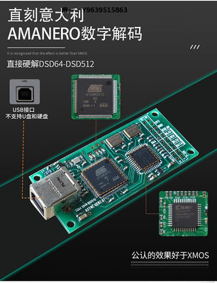 音箱設備Amanero意大利USB數字界面 IIS/I2S支持DSD超XMOS同方案 升級飛秒音響配件
