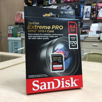 【華揚數位】☆Sandisk Extreme PRO SD 64GB 64G V30 記憶卡 170MB 公司貨