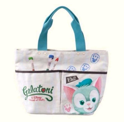 全新 日本迪士尼樂園 畫家貓包包 畫家貓托特包 畫家貓手提包 gelatoni畫家貓收納包 傑拉東尼手提包 畫家貓手提袋 傑拉托尼收納袋 畫家貓包包disney