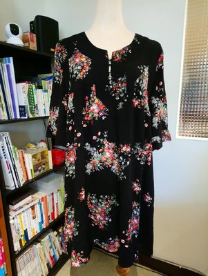 JEANASIS  ♥日本品牌♥  玫瑰印花  拼接刺繡   高腰設計  波西米亞風  寬袖洋裝