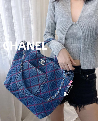 【翰貝格名牌館】全新真品 CHANEL 22M Coco beach 沙攤 系列 牛仔 托特包 tote bag 預購