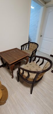 一桌兩椅 原木 實木桌 椅 布面 會客 休閒 一雙 一對 和室 茶几 矮桌 扶手椅