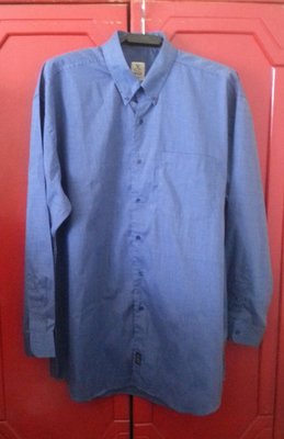 全新精品【NINO CERRUTI 1881 JEANS】藍色 素面 長袖襯衫 大尺碼 SIZE:XXL