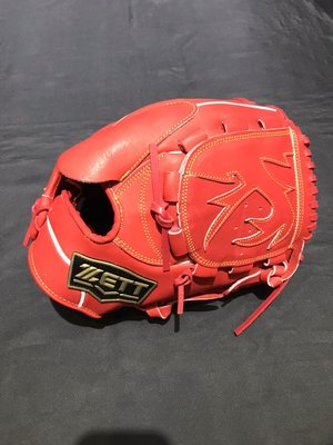棒球世界ZETT A級硬式牛皮 棒壘球手套11.5吋投手檔特價 本壘版標紅色