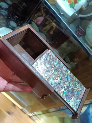 【二手】清代紅木鑲貝老木盒8895【愛收藏】古玩 收藏 古董