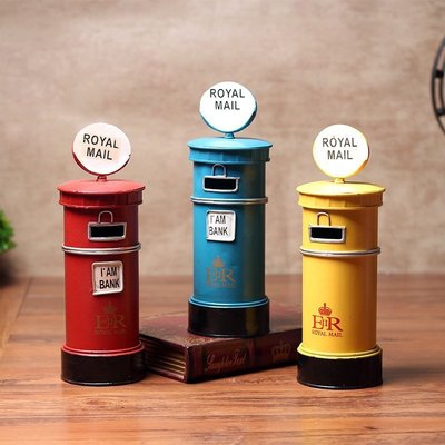 現貨熱銷-新品上市#Zakka雜貨創意家居裝飾品擺件英國倫敦鐵皮郵筒儲蓄罐存錢罐禮品#擺件#裝飾品#創意#個性