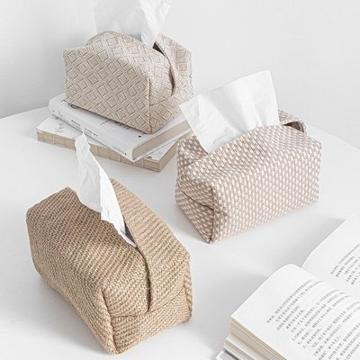棉麻布藝衛生紙巾盒 家用案頭抽紙盒 抽紙收納盒 衛生紙裝飾盒 客廳餐桌收納盒