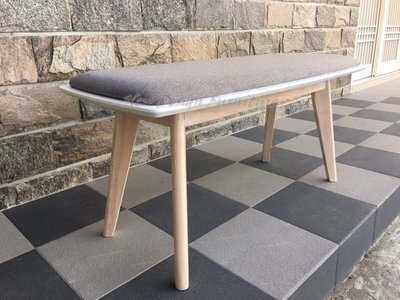 【N D Furniture】台南在地家具- 北歐風設計款橡膠木實木腳座亞麻布灰長板凳/椅凳/長板椅MC