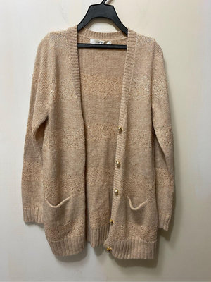 ef-de 粉藕色長版亮片毛外套-日本品牌，針織外套
