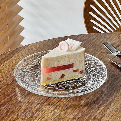 冰川玻璃圓盤ins風點心盤水果盤小眾高級感家用甜品碟蛋糕碟餐具*特惠價