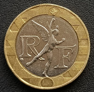 法國  1990年    巴黎7月柱人像   10法朗 10 F    銅鎳幣   1808