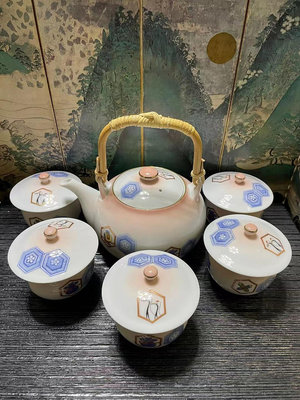 日本 有田燒 西山窯 精品茶具套裝 一壺五杯 提梁壺 蓋杯